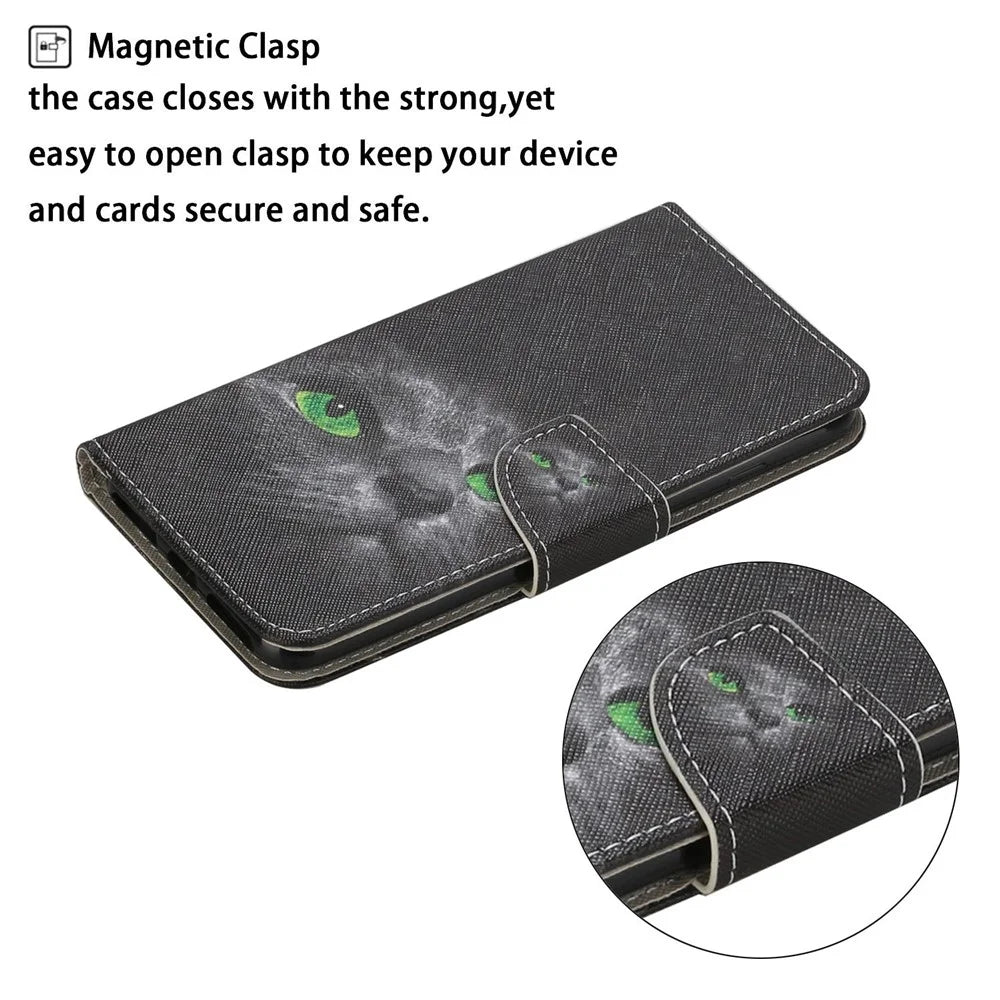 Pattern Printing Case PU Leather Wallet Shell with Stand for iPhone 12 mini - Black Cat - 3
