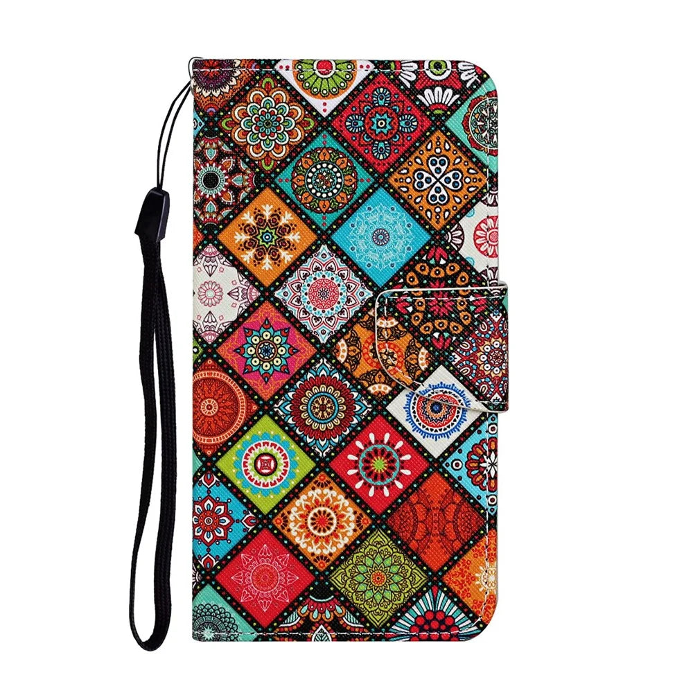 Pattern Printing Wallet Leather Mobile Phone Case for iPhone 12 Pro/12 - Mandala Flower - 1