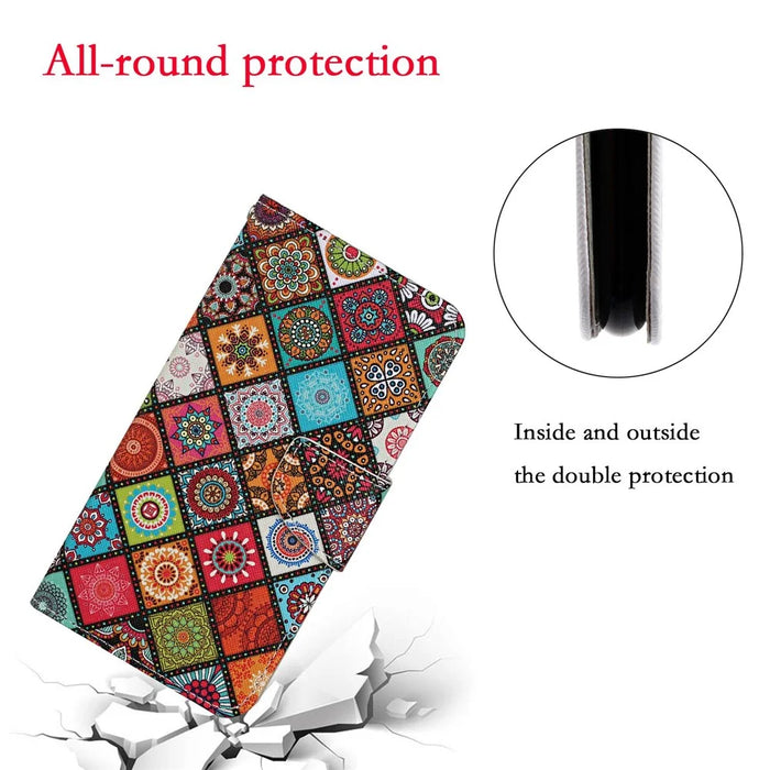 Pattern Printing Wallet Leather Mobile Phone Case for iPhone 12 Pro/12 - Mandala Flower - 4