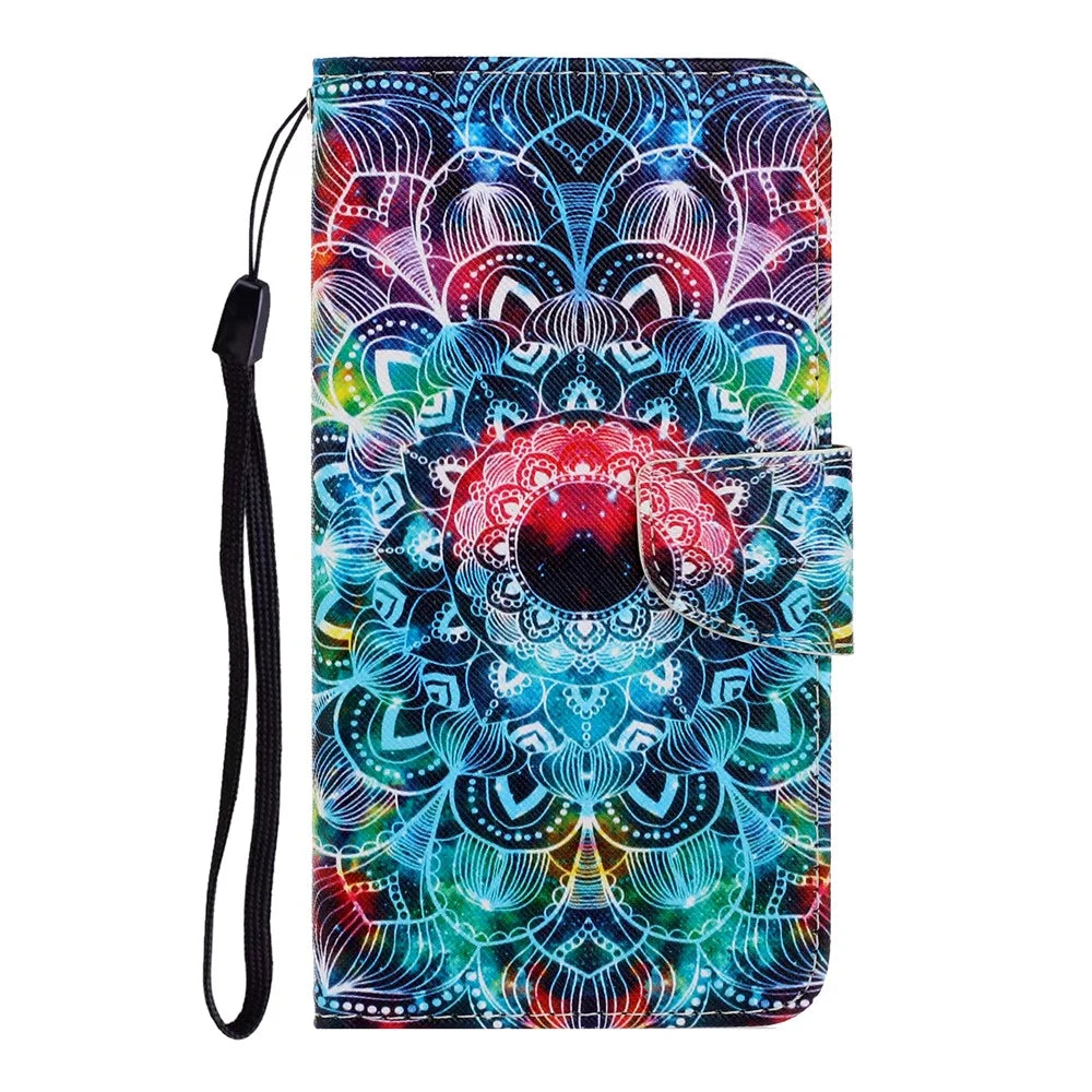 Pattern Printing Stand Leather Shell for iPhone 12 Pro/12 - Mandala Flower - 1