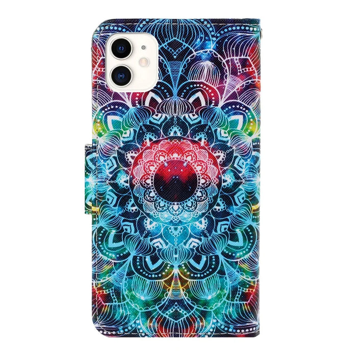 Pattern Printing Stand Leather Shell for iPhone 12 Pro/12 - Mandala Flower - 2