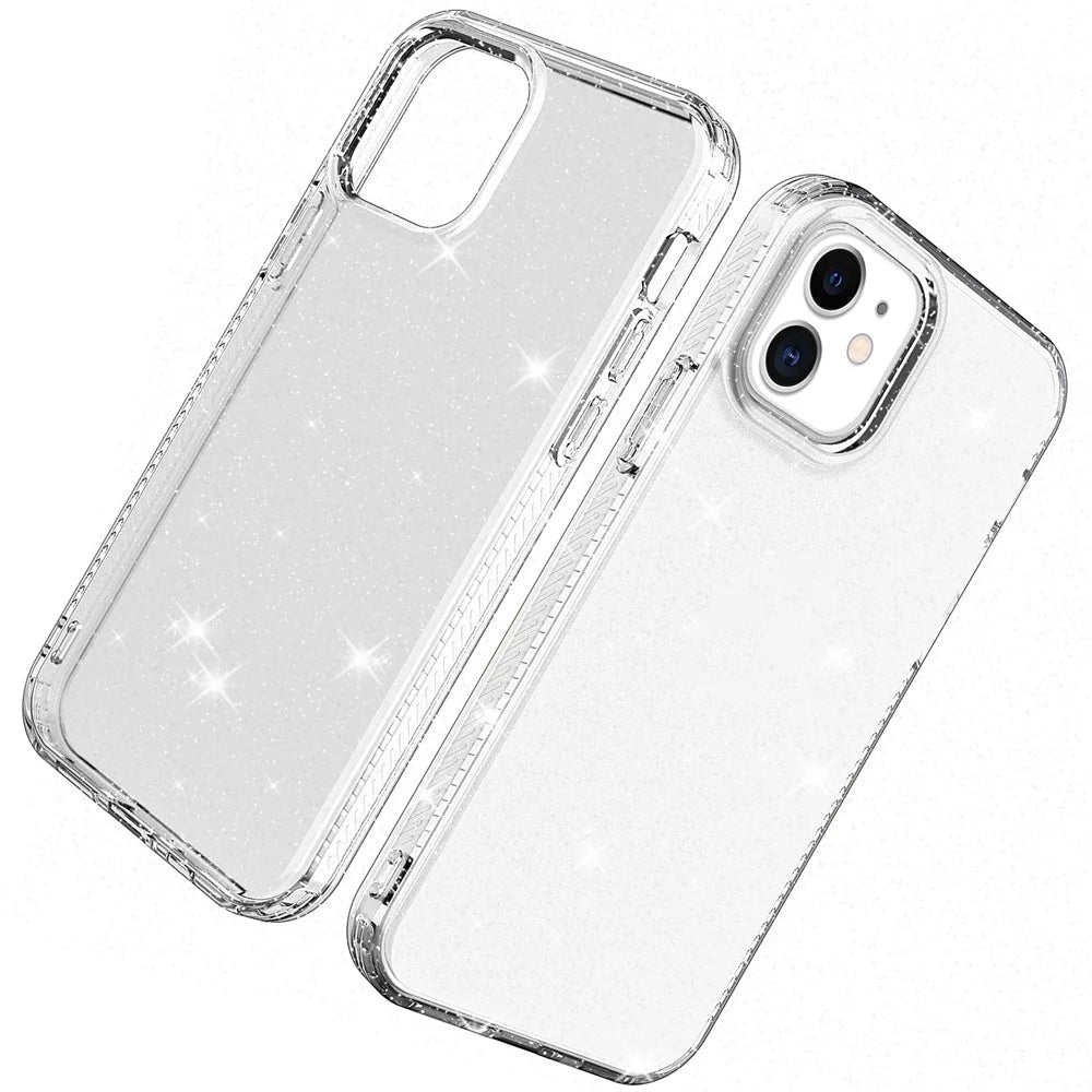 Glittery Powder TPU Phone Case Covering for iPhone 12 Pro/12 - Transparent - 1