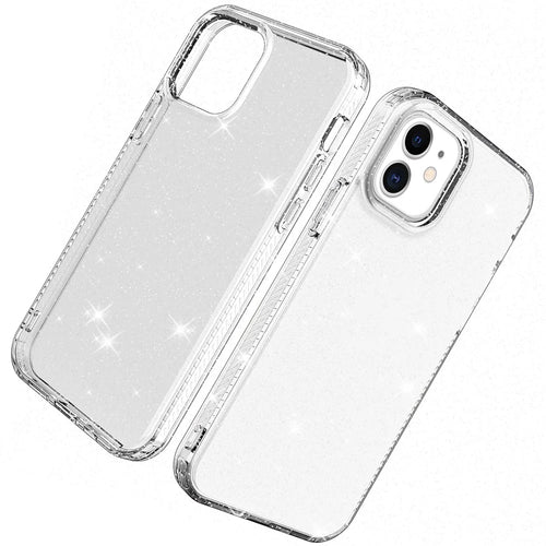 Glittery Powder TPU Phone Case Covering for iPhone 12 Pro/12 - Transparent - 1