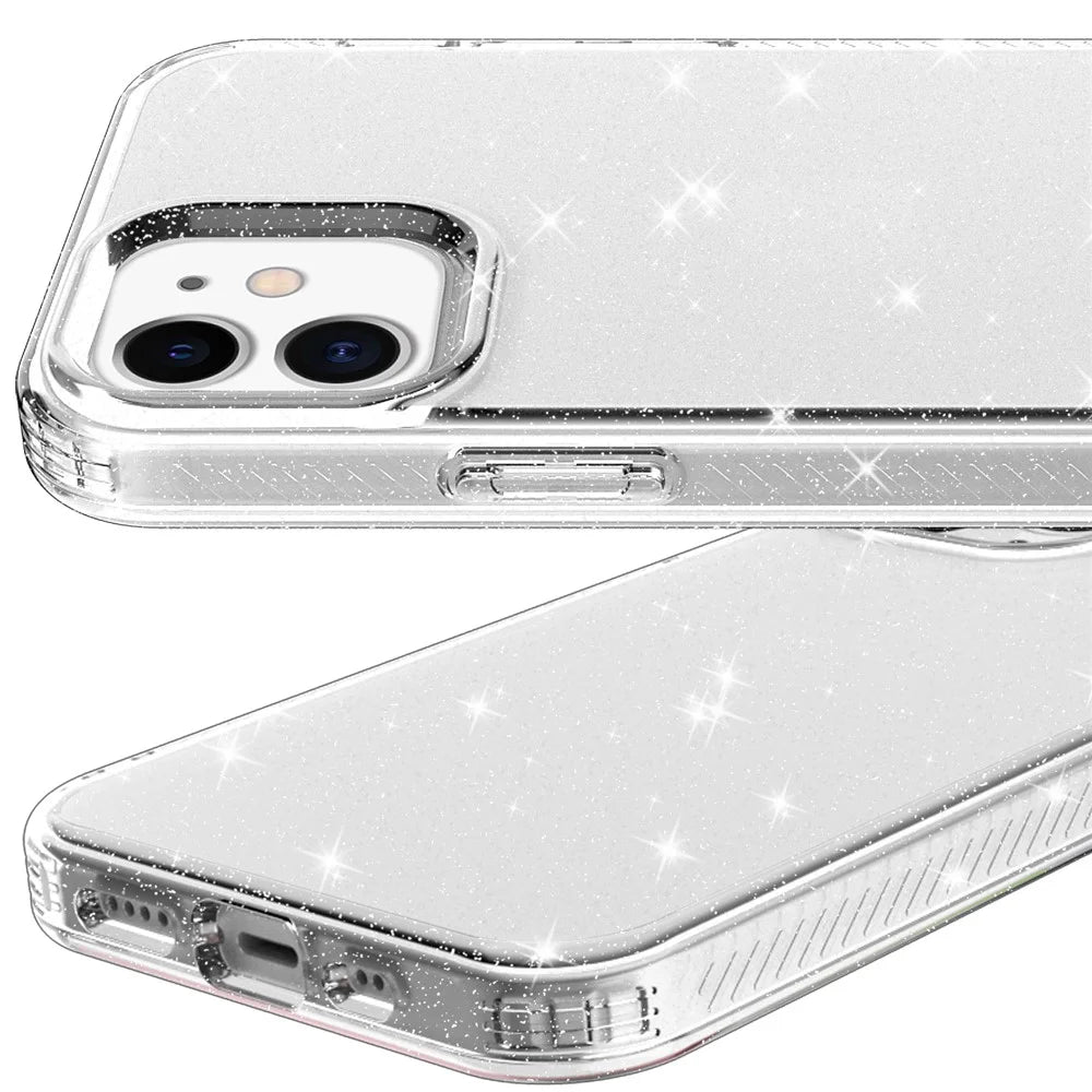 Glittery Powder TPU Phone Case Covering for iPhone 12 Pro/12 - Transparent - 3