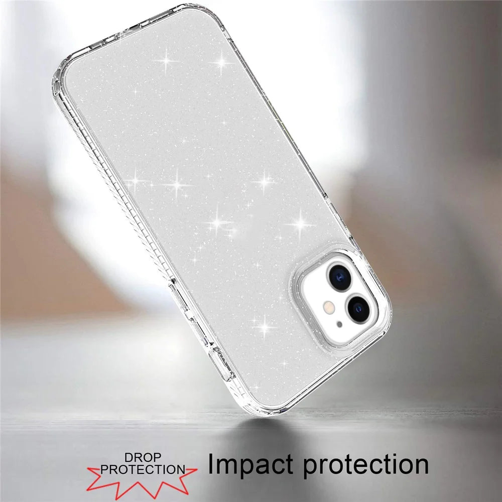 Glittery Powder TPU Phone Case Covering for iPhone 12 Pro/12 - Transparent - 4