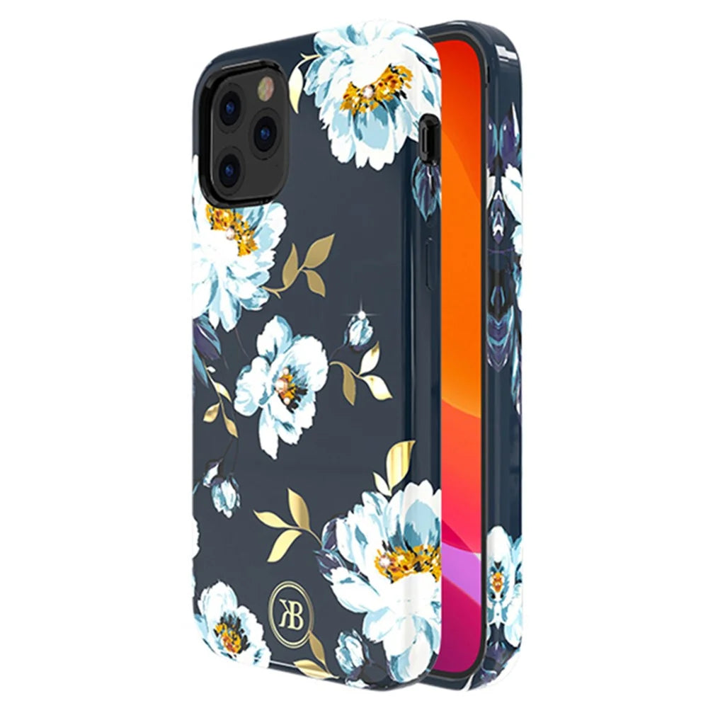 KINGXBAR Flower Series PC with Magnetic Sheet Cell Phone Shell for iPhone 12 Pro Max 6.7 inch - Gardenia - 1