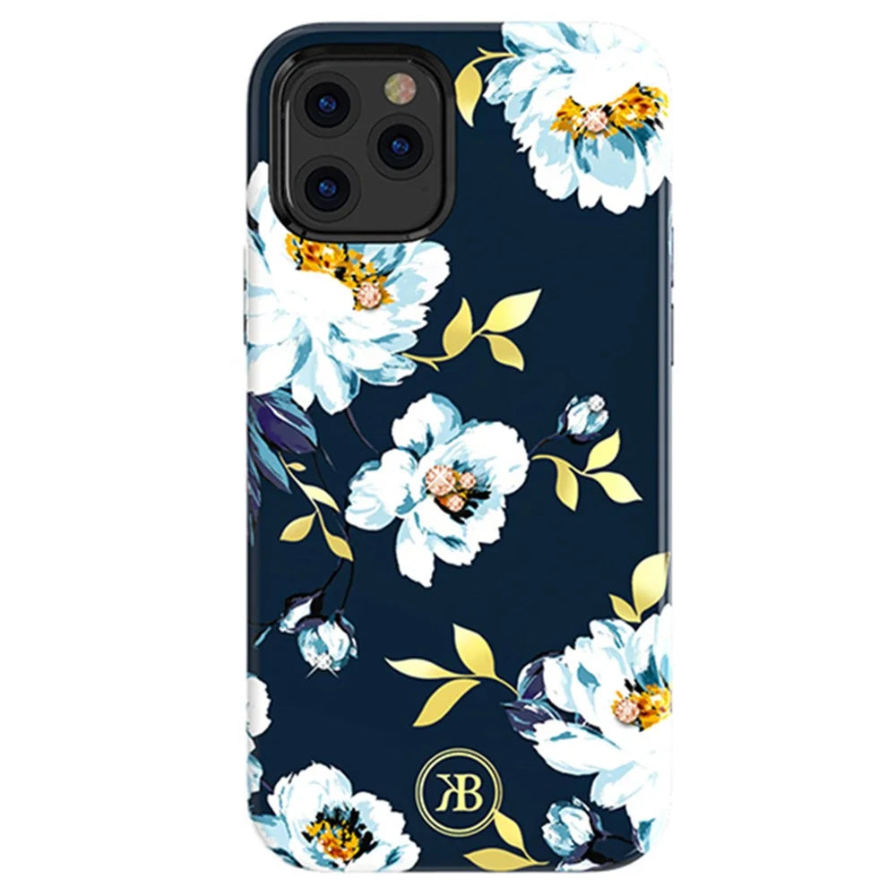 KINGXBAR Flower Series PC with Magnetic Sheet Cell Phone Shell for iPhone 12 Pro Max 6.7 inch - Gardenia - 2