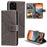 Imprinted Mandala Flower Wallet Leather Flip Cover with Strap for iPhone 12 Pro Max 6.7 inch - Grey - 1