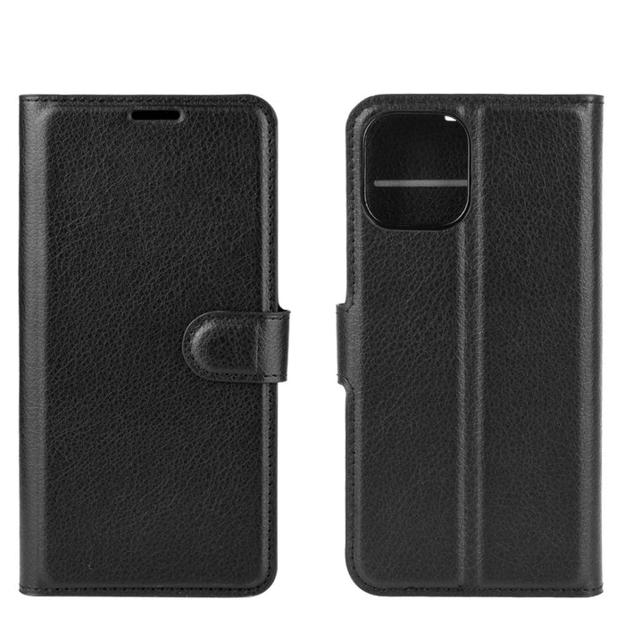 Litchi Texture Leather Wallet Shell Stand Phone Case for iPhone 12 Pro Max 6.7 inch - Black - 2