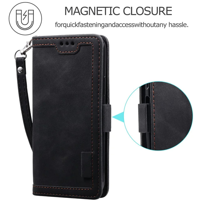 Vintage Splicing Style Cover Stand Leather Flip Shell for iPhone 12 Pro/12 - Black - 4