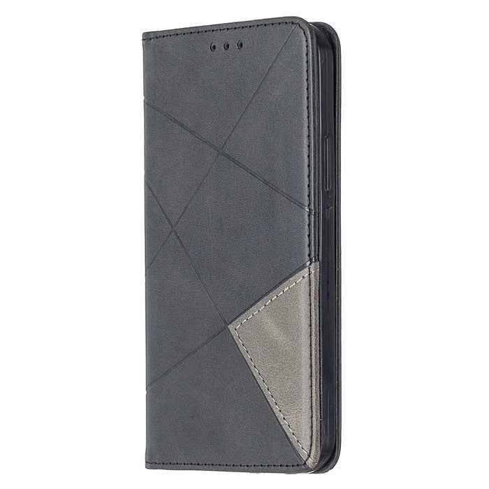 Geometric Pattern Leather Stand Case with Card Slots for iPhone 12 Pro / 12 - Black - 2