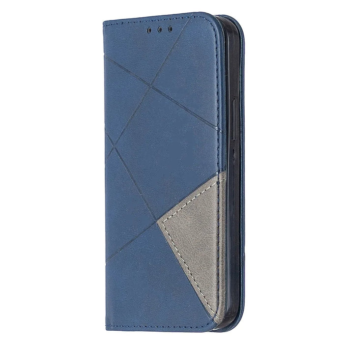 Geometric Pattern Leather Stand Case with Card Slots for iPhone 12 mini 5.4 inch - Blue - 2
