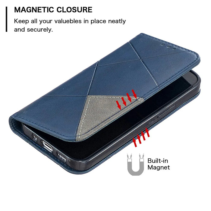 Geometric Pattern Leather Stand Case with Card Slots for iPhone 12 mini 5.4 inch - Blue - 6