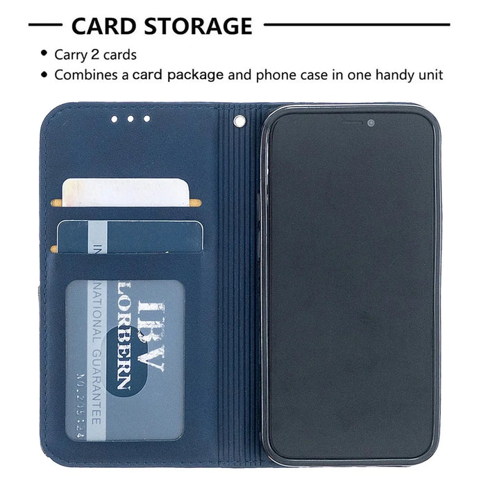 Geometric Pattern Leather Stand Case with Card Slots for iPhone 12 mini 5.4 inch - Blue - 7