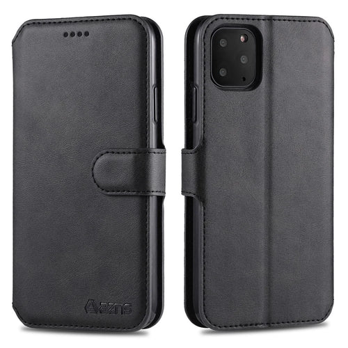 AZNS Wallet Leather Stand Case for iPhone 12 Pro/12 - Black - 1
