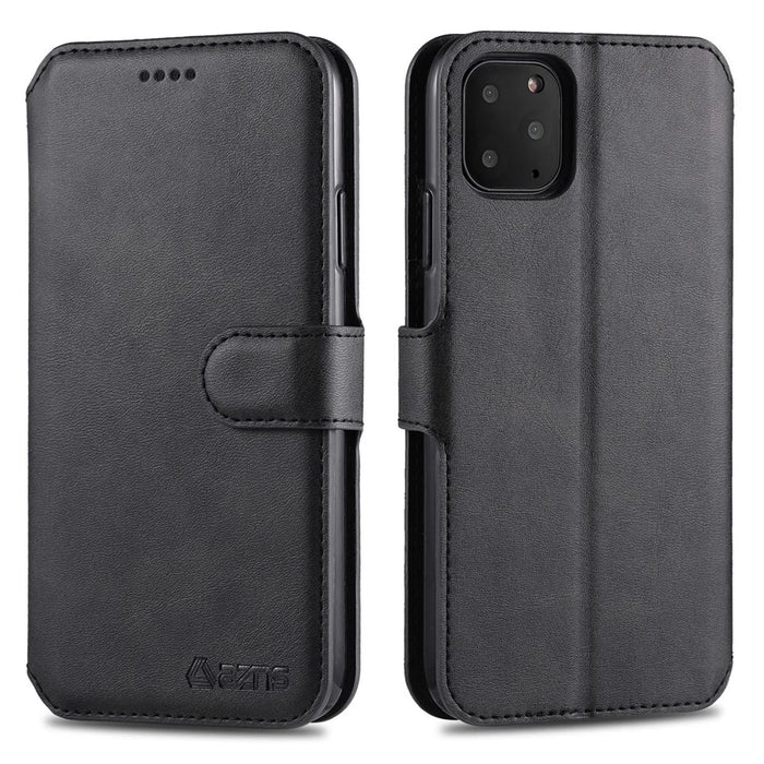 AZNS Wallet Leather Stand Case for iPhone 12 Pro/12 - Black - 1