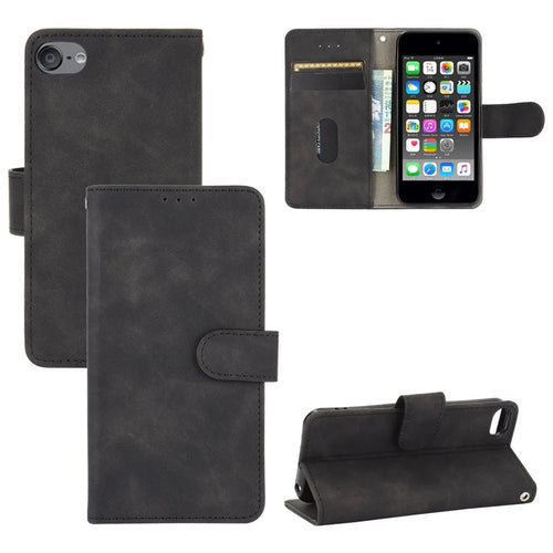 Skin-touch PU Leather with Wallet Shell for iPod Touch (2019)/6/5 - Black - 1