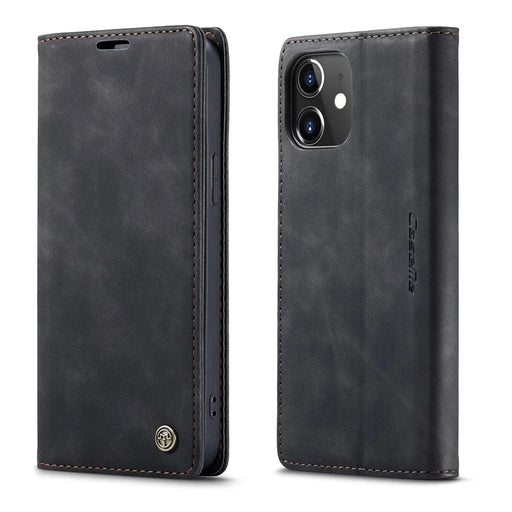 CASEME 013 Series Wallet Stand Auto-absorbed Leather Cover for iPhone 12 mini - Black - 2