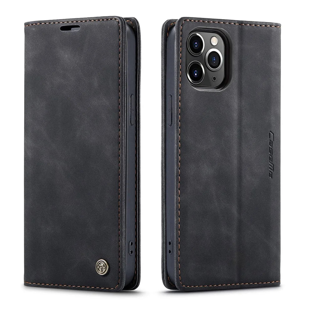 CASEME 013 Series Wallet Auto-absorbed Leather Flip Case for iPhone 12 Pro Max 6.7 inch - Black - 2