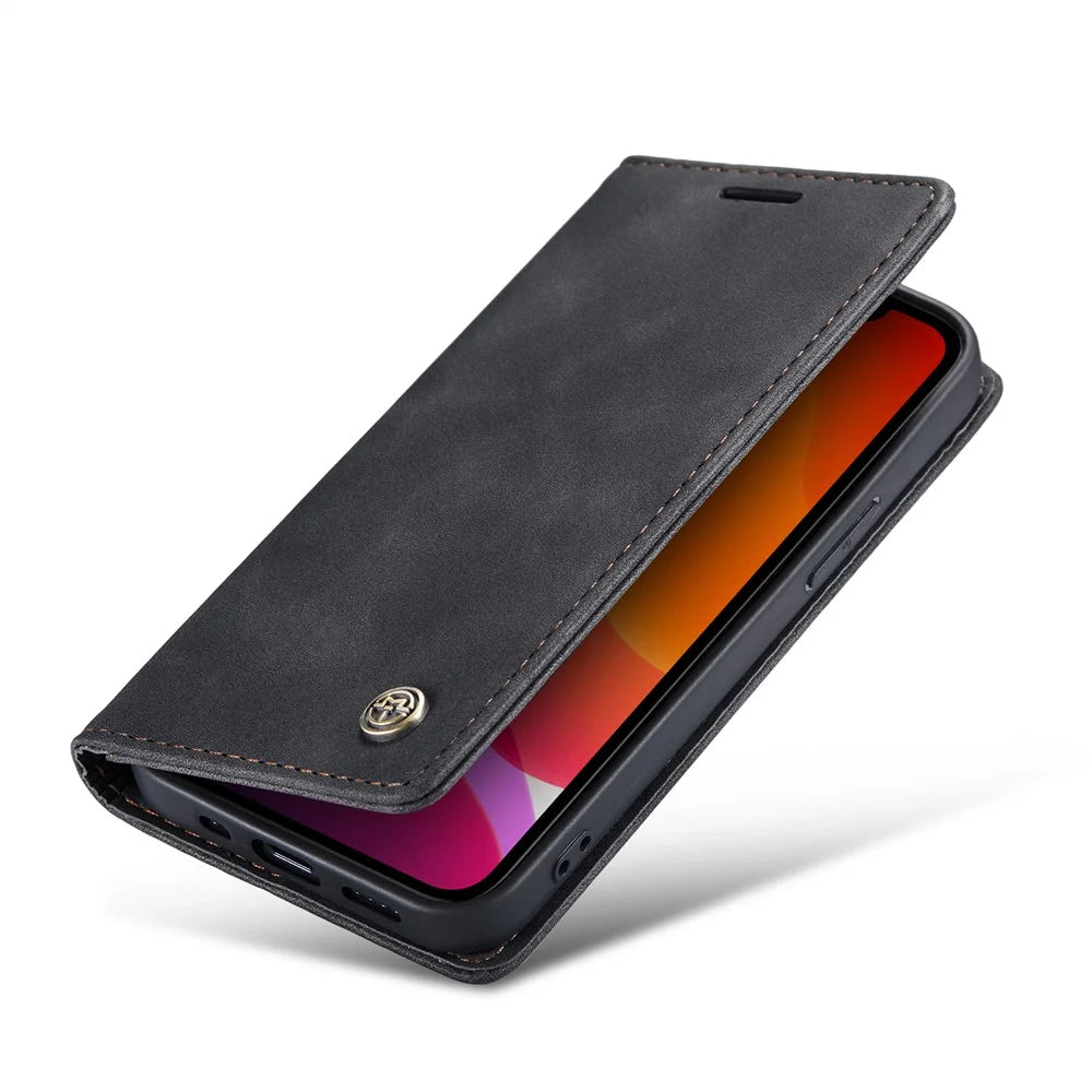 CASEME 013 Series Wallet Auto-absorbed Leather Flip Case for iPhone 12 Pro Max 6.7 inch - Black - 3