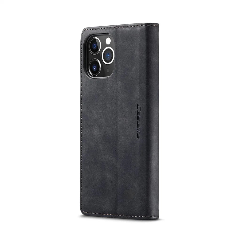 CASEME 013 Series Wallet Auto-absorbed Leather Flip Case for iPhone 12 Pro Max 6.7 inch - Black - 5