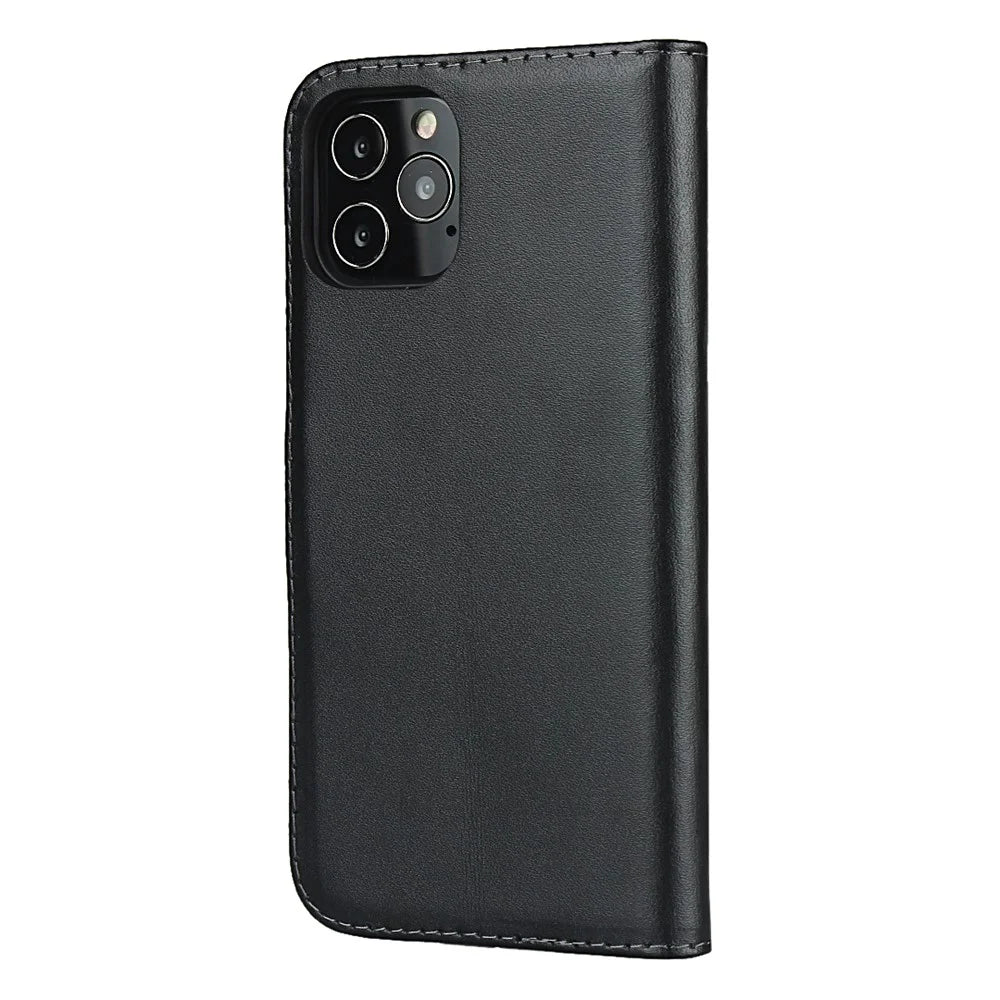 Genuine Leather Wallet Adjustable Stand Phone Cover Case for iPhone 12 mini 5.4 inch - Black - 3