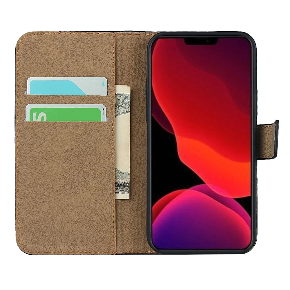 Genuine Leather Wallet Adjustable Stand Phone Cover Case for iPhone 12 mini 5.4 inch - Black - 4