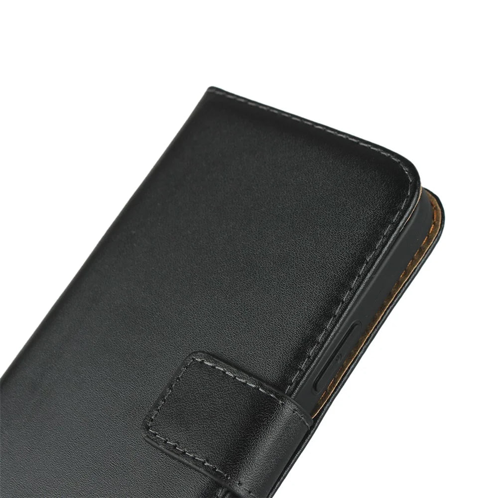 Genuine Leather Wallet Adjustable Stand Phone Cover Case for iPhone 12 mini 5.4 inch - Black - 7