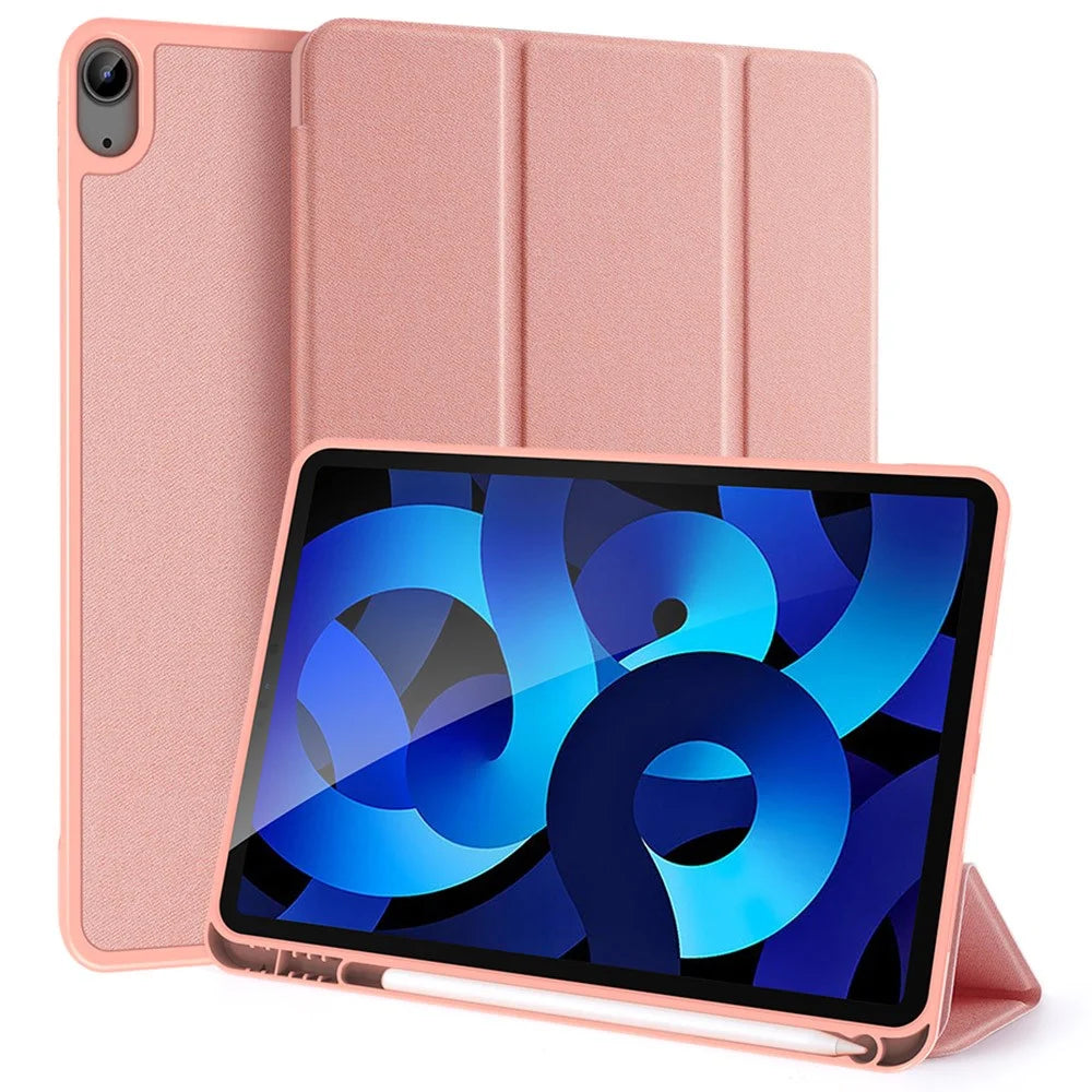 DUX DUCIS DOMO Tri-Fold Stand PU Leather Tablet Cover for iPad Air 11 (2026) / (2025) / (2024) / Air (2020) / Air (2022) - Rose Gold - 1