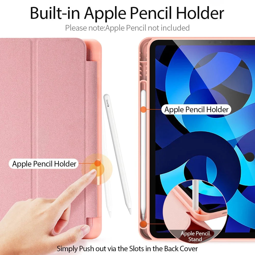 DUX DUCIS DOMO Tri-Fold Stand PU Leather Tablet Cover for iPad Air 11 (2026) / (2025) / (2024) / Air (2020) / Air (2022) - Rose Gold - 4