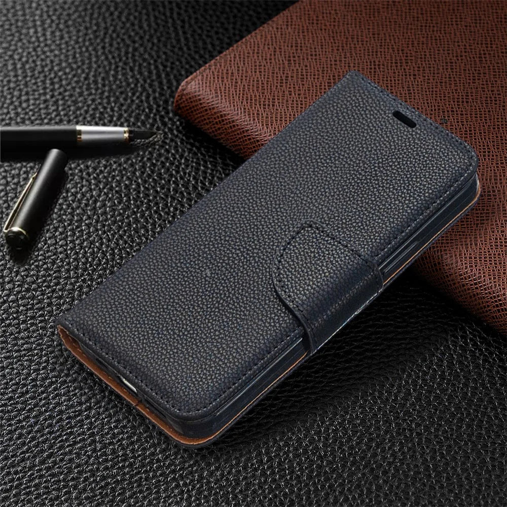 Litchi Surface with Wallet Leather Stand Case for iPhone 12 Pro/12 - Black - 4