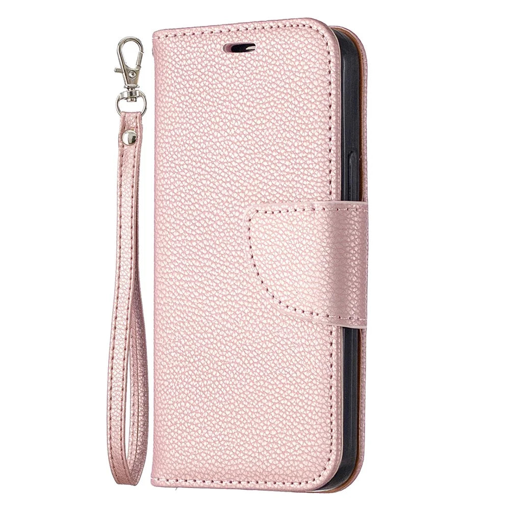 Litchi Surface with Wallet Leather Stand Case for iPhone 12 mini 5.4 inch - Rose Gold - 2