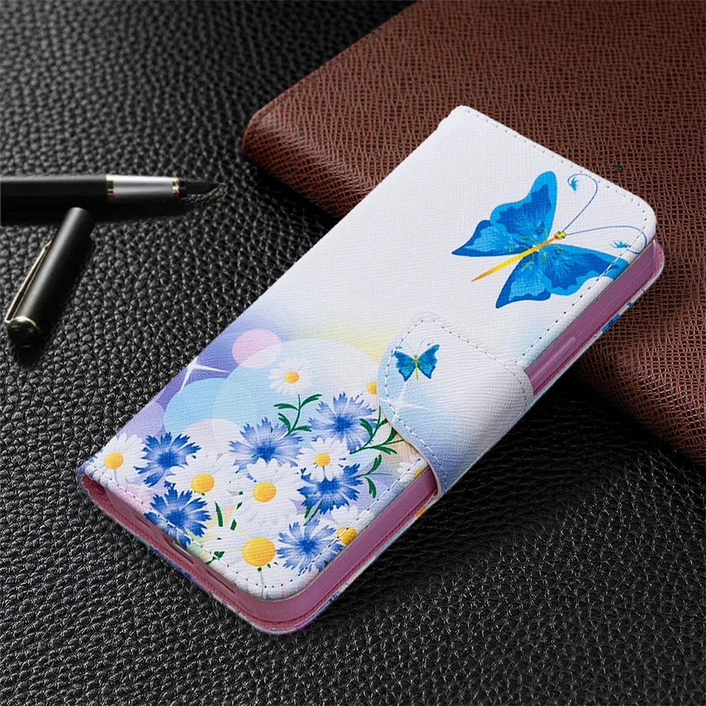 Pattern Printing Leather Wallet Protective Case for iPhone 12 Pro/12 - Butterfly and Flowers - 7
