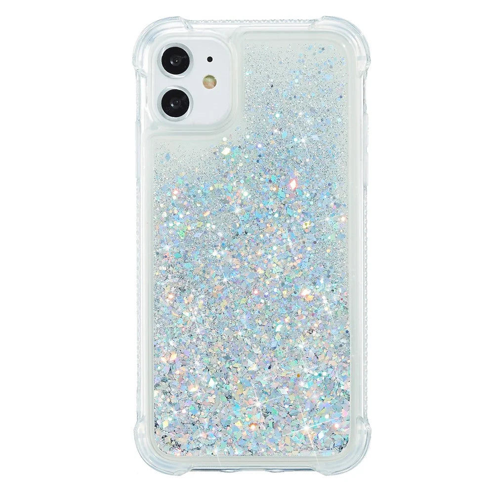 Glitter Powder Quicksand TPU Phone Cover for iPhone 12 Pro / 12 - Silver - 1