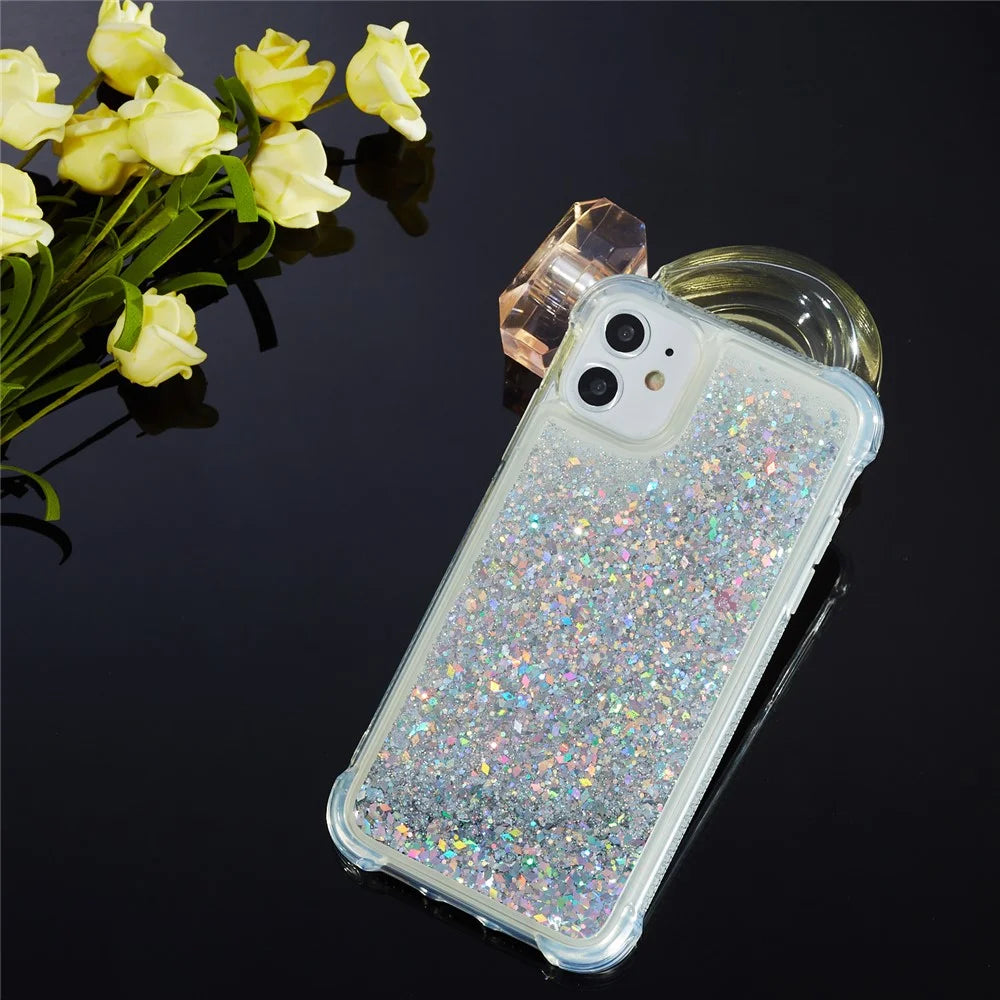 Glitter Powder Quicksand TPU Phone Cover for iPhone 12 Pro / 12 - Silver - 4