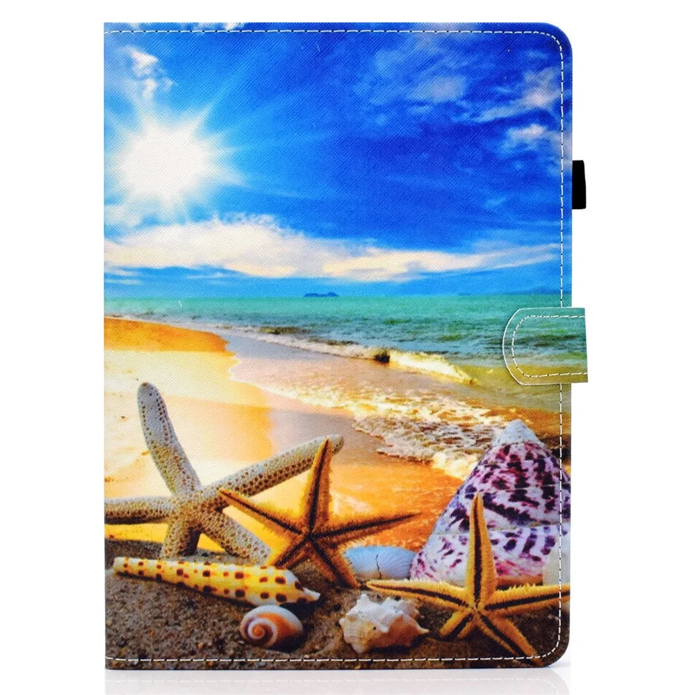 Pattern Printing Leather Card Holder Tablet Shell for iPad Air 11 (2026) / (2025) / (2024) / Air (2020) (2022) / Pro 11 (2021) - Starfish - 2