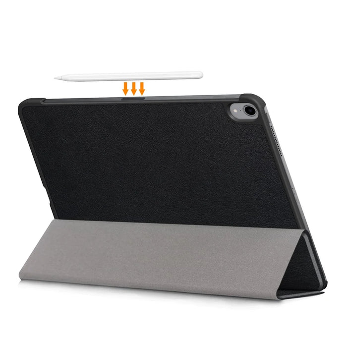 PU Leather Cover for iPad Air 11 (2026) / (2025) / (2024) / Air (2020) / Air (2022) Tri-Fold Stand Folio Tablet Case - Black - 2