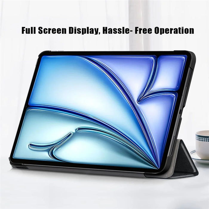 PU Leather Cover for iPad Air 11 (2026) / (2025) / (2024) / Air (2020) / Air (2022) Tri-Fold Stand Folio Tablet Case - Black - 7