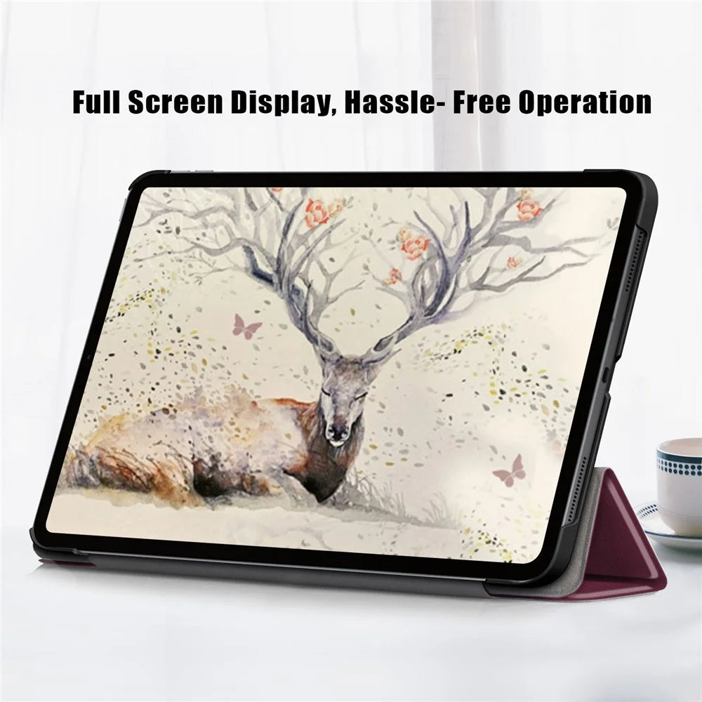 Pattern Printing Tri-Fold Stand PU Leather Magnetic Cover for iPad Air 11 (2026) / (2025) / (2024) / Air (2020) / Air (2022) - Forest Scenery - 4
