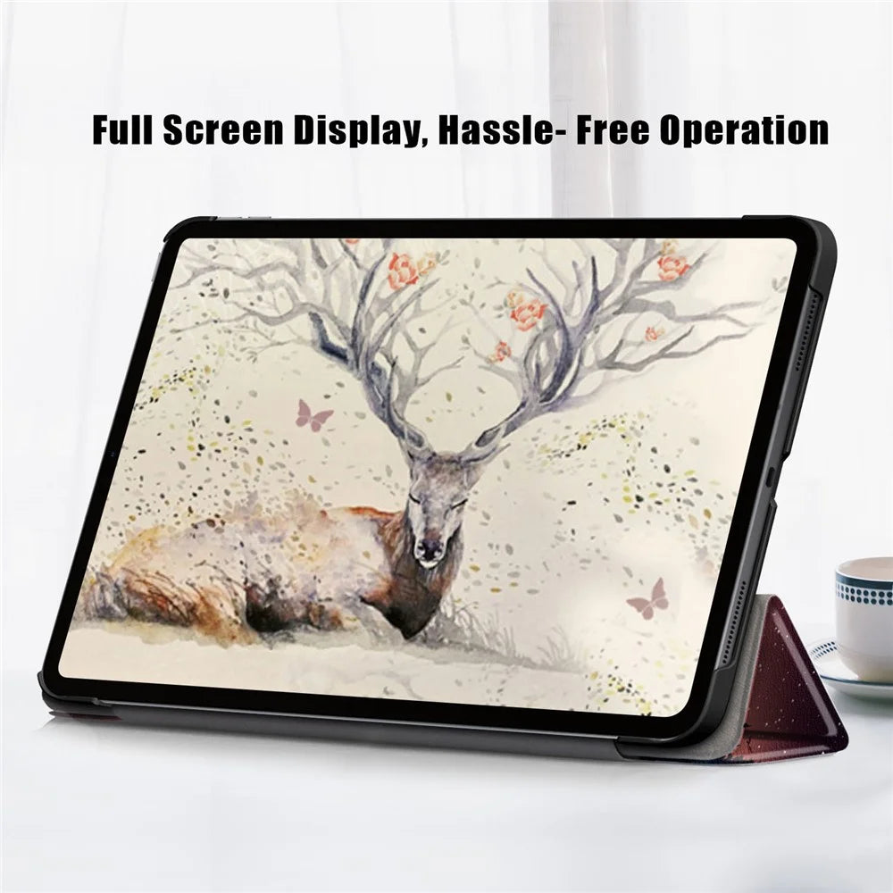 Pattern Printing Tri-Fold Stand PU Leather Magnetic Cover for iPad Air 11 (2026) / (2025) / (2024) / Air (2020) / Air (2022) - Forest Scenery - 7