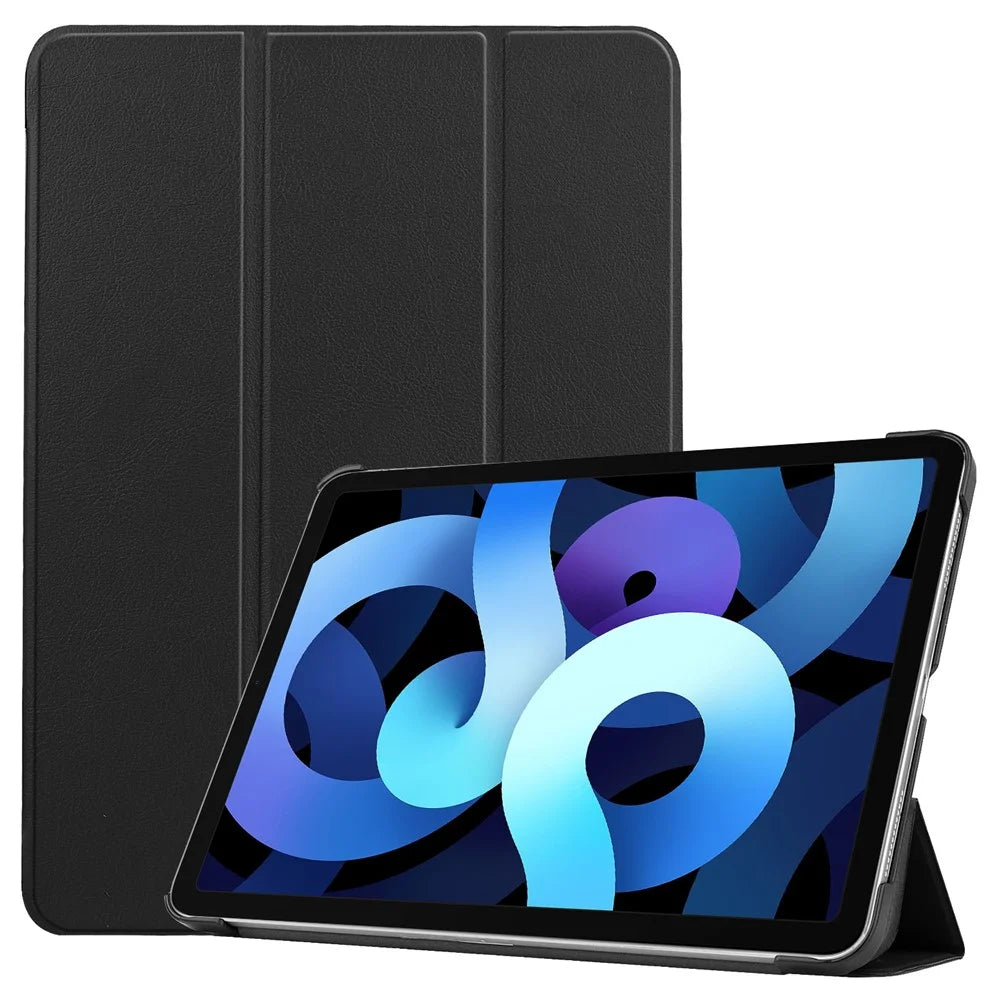 Litch Skin PU Leather Tri-Fold Stand Tablet Case for iPad Air 11 (2026) / (2025) / (2024) / Air (2022) / (2020) - Black - 1