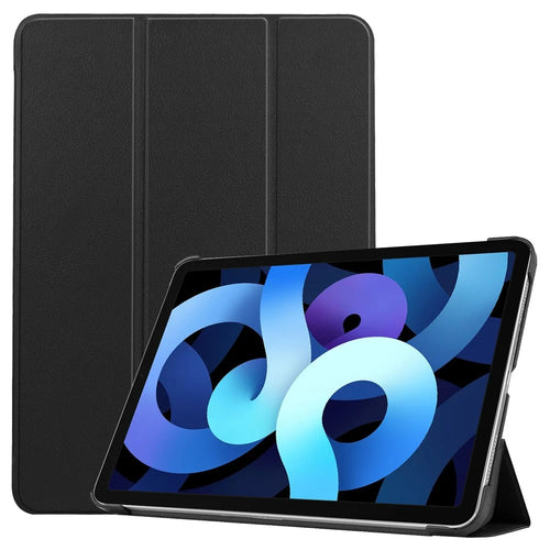 Litch Skin PU Leather Tri-Fold Stand Tablet Case for iPad Air 11 (2026) / (2025) / (2024) / Air (2022) / (2020) - Black - 1