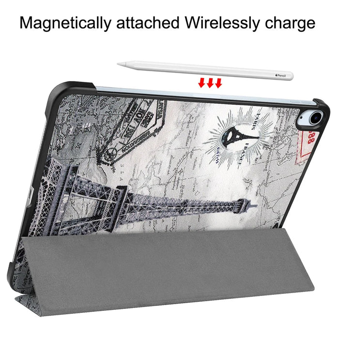 Pattern Printing PU Leather Tri-Fold Stand Shell Cover for iPad Air 11 (2026) / (2025) / (2024) / Air (2022) / (2020) - Eiffel Tower - 7
