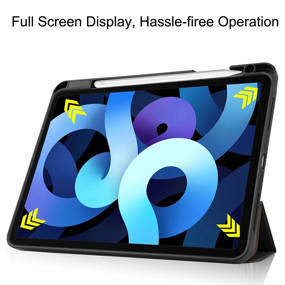Leather Tablet Cover for iPad Air 11 (2026) / (2025) / (2024) / Air (2022) / (2020) Auto Wake / Sleep Tri-Fold Stand Case - Black - 5