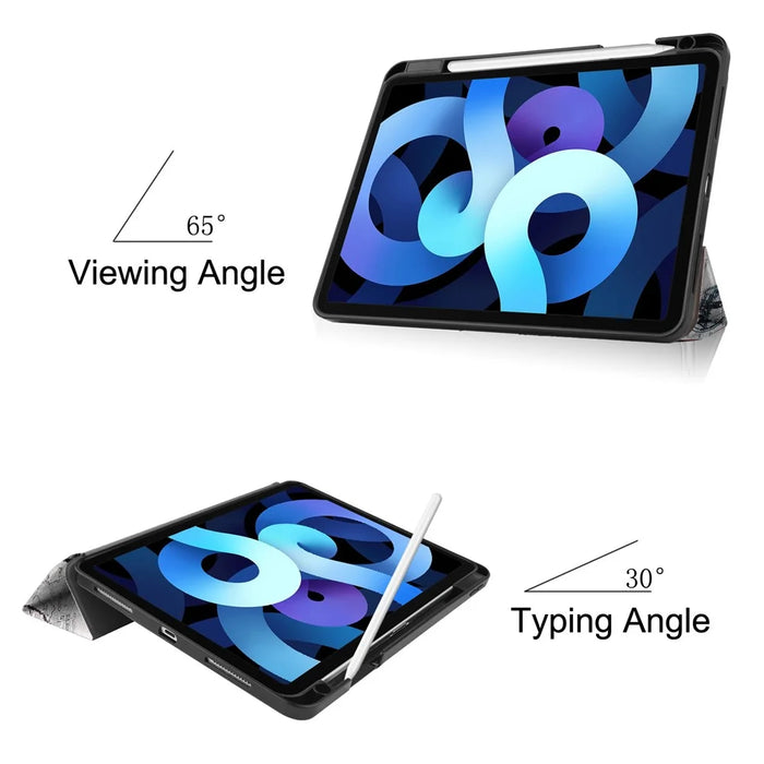 For iPad Air 11 (2026) / (2025) / (2024) / Air (2022) / (2020) Pattern Printing PU Leather Smart Tri-Fold Stand Case Auto Wake / Sleep - Eiffel Tower - 6