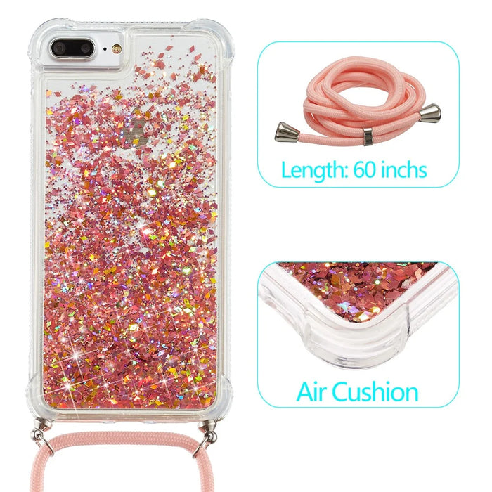 Glitter Powder Quicksand TPU Shell for iPhone 8 Plus/7 Plus/6 Plus - Orange - 2