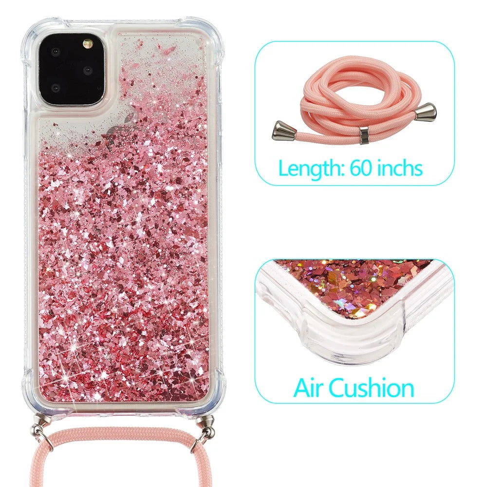 Glitter Powder Quicksand TPU Cover for iPhone 12 Pro/12 - Rose - 2