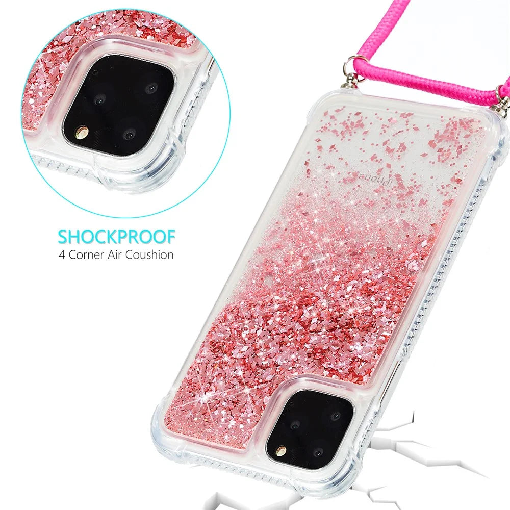 Glitter Powder Quicksand TPU Cover for iPhone 12 Pro/12 - Rose - 4