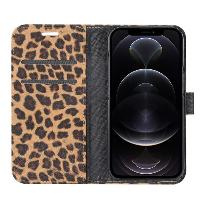 Leopard Pattern Leather Cover for iPhone 12 Pro/12 - Brown - 2