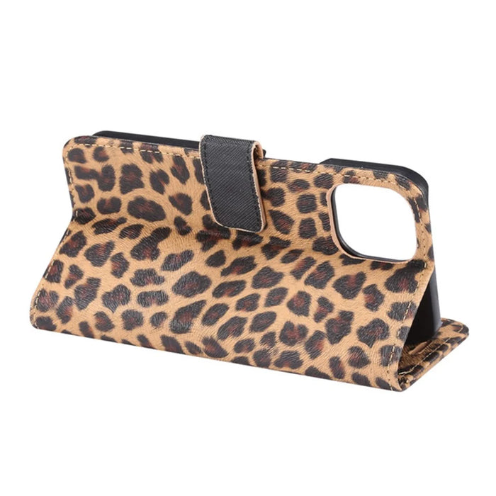 Leopard Pattern Leather Cover for iPhone 12 Pro/12 - Brown - 4